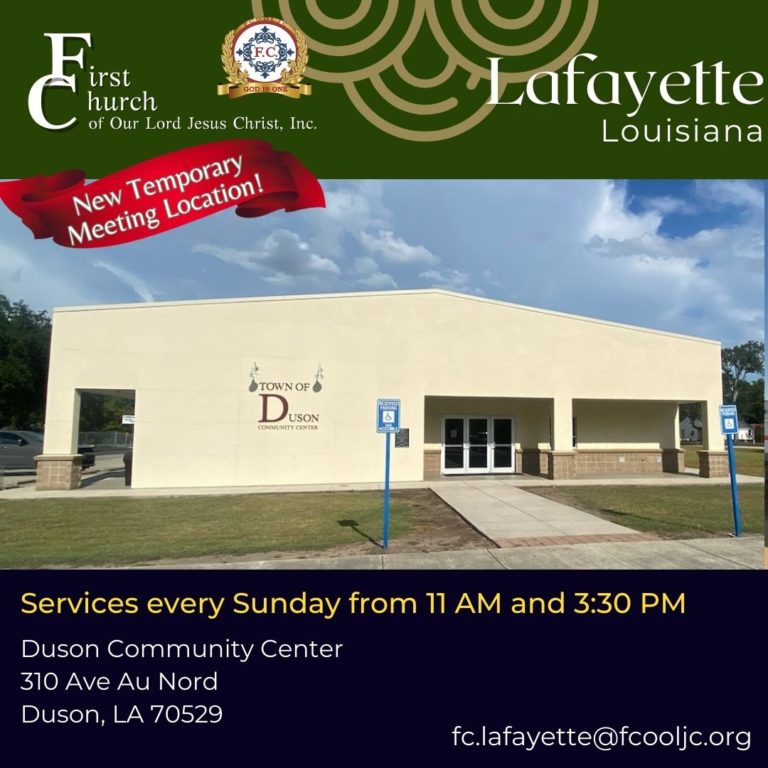 Read more about the article Lafayette, LA – New Temporary Meeting Location