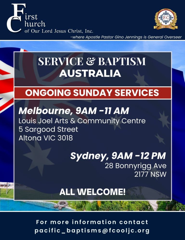 Read more about the article Australia – Service & Baptims / Online Sunday Services