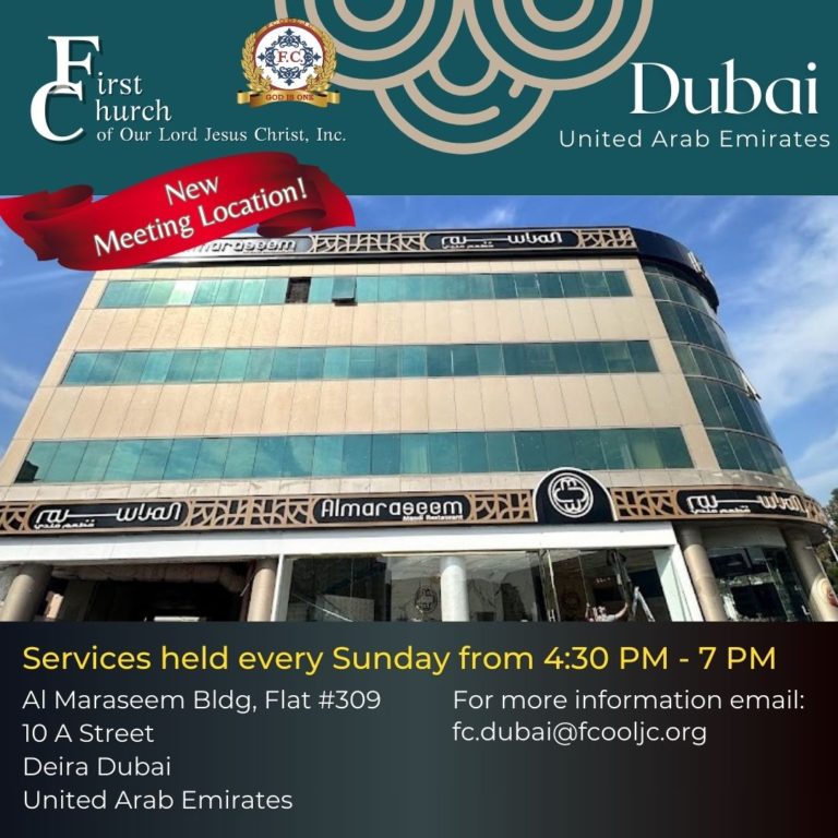 Read more about the article Dubai, UAE – New Meeting Location / Services Held Every Sunday