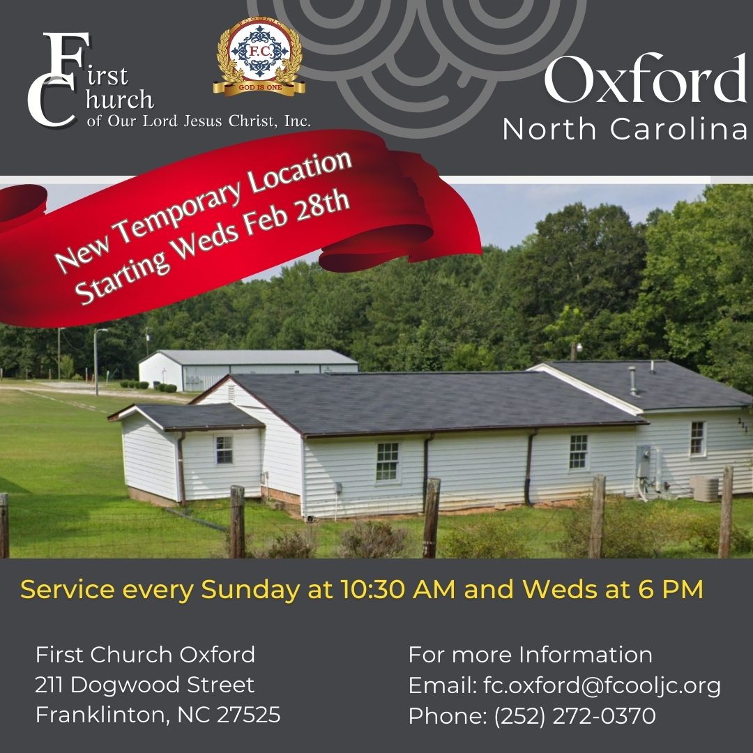 Read more about the article Starting February 28, 2024 – Oxford, NC / New Temporary Location