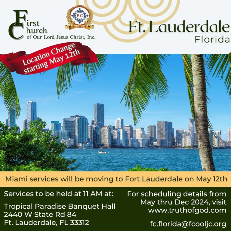 May 12, 2024 – Ft. Lauderdale, FL – Location Change