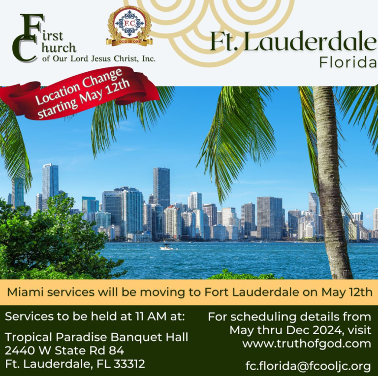 Read more about the article May 12, 2024 – Ft. Lauderdale, FL – Location Change