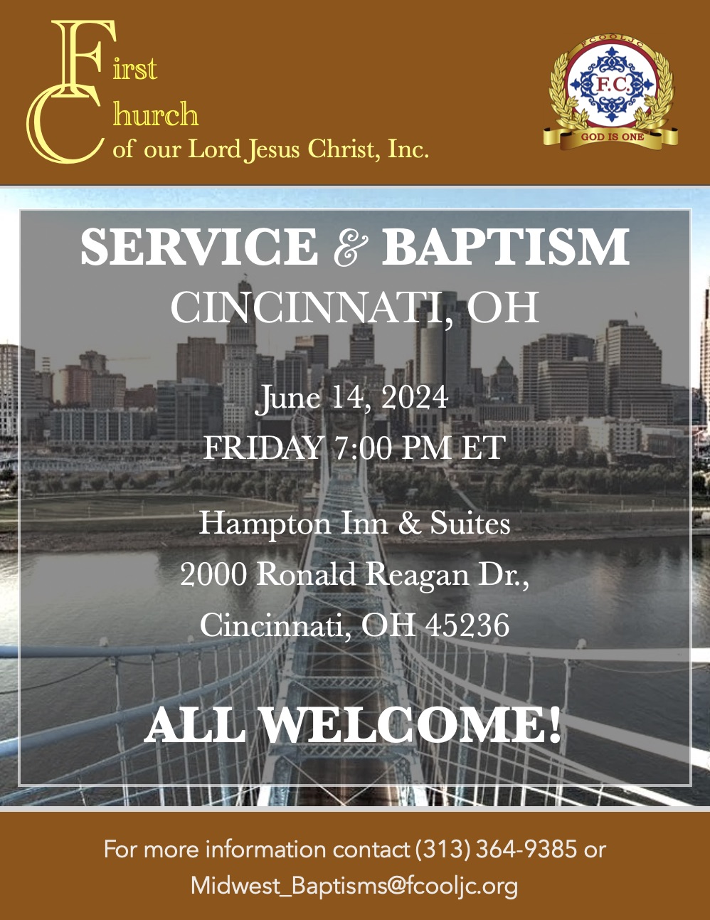 Read more about the article June 14, 2024 – Cincinnati, OH / Service & Baptism