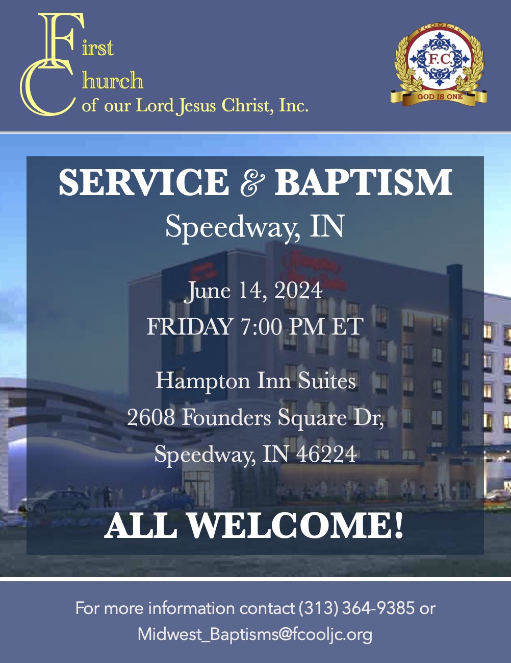 Read more about the article June 14, 2024 – Speedway, IN / Service & Baptism