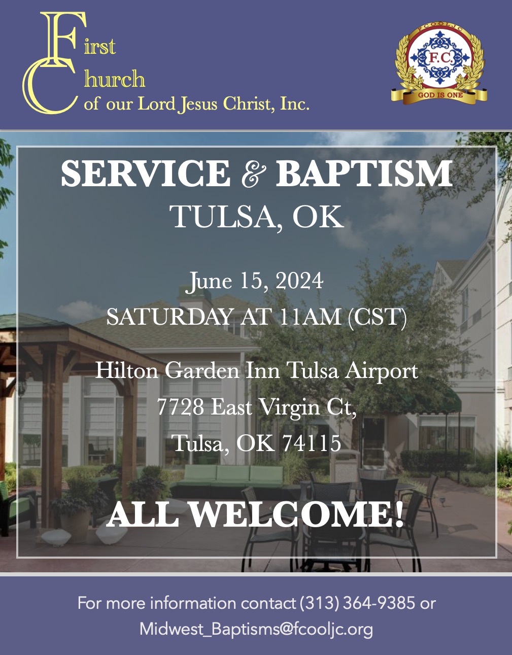 Read more about the article June 15, 2024 – Tulsa, OK / Service & Baptism