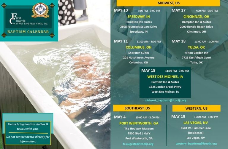 Read more about the article Regional Baptism Calendar