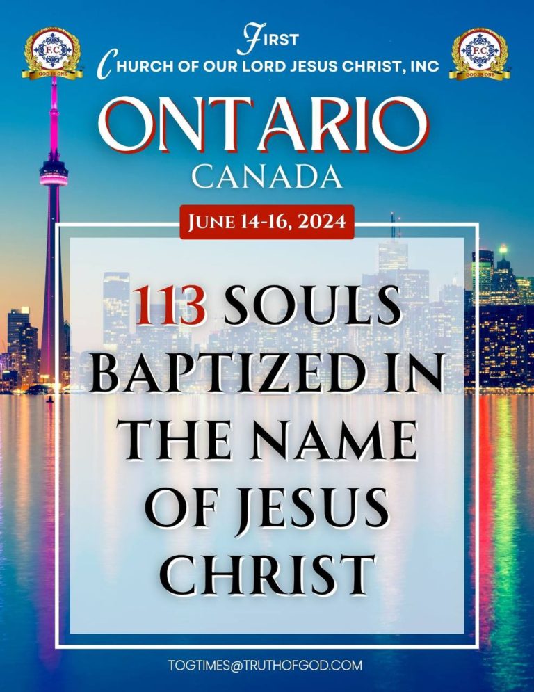 Read more about the article 113 Souls Baptized In The Name Of Jesus Christ In Ontario, Canada On June 14 – 16, 2024