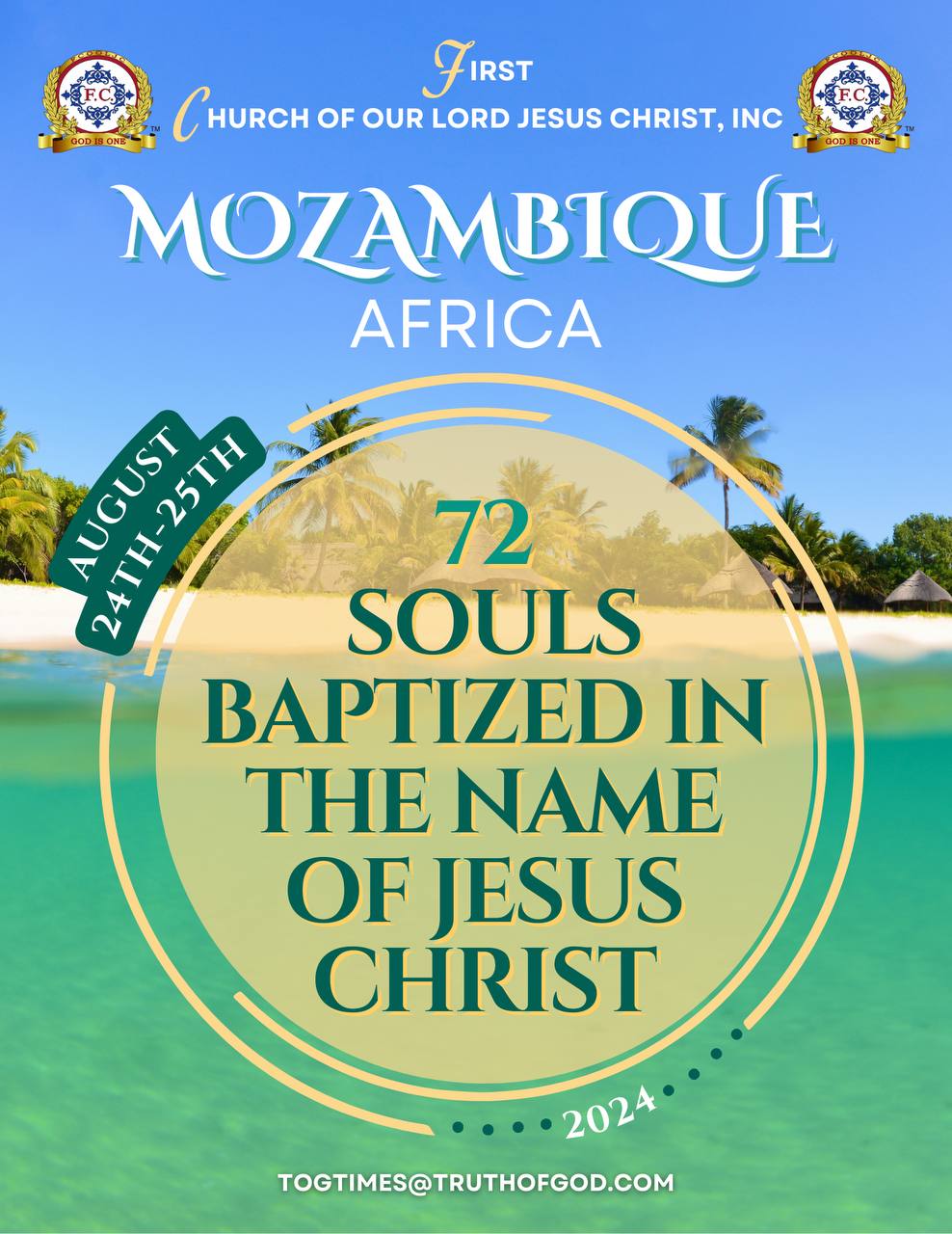 Read more about the article 72 Souls Baptized In The Name Of Jesus Christ – August 24 – 25, 2024 In Mozambique, Africa