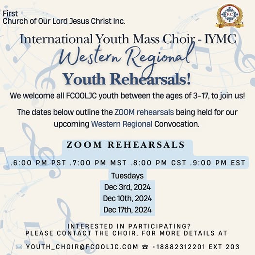 Read more about the article December 2024 – International Youth Mass Choir / Western Regional Youth Rehearsals