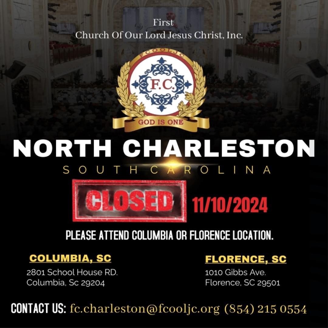 Read more about the article November 10, 2024 – North Charleston, SC – Closed / Please Attend Florence or Columbia Location