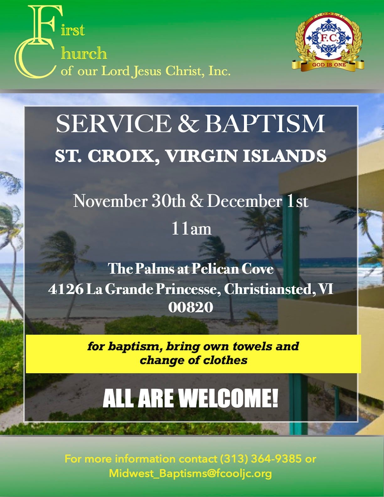 Read more about the article November 30th & December 1st, 2024 – St. Croix, VI / Service & Baptism