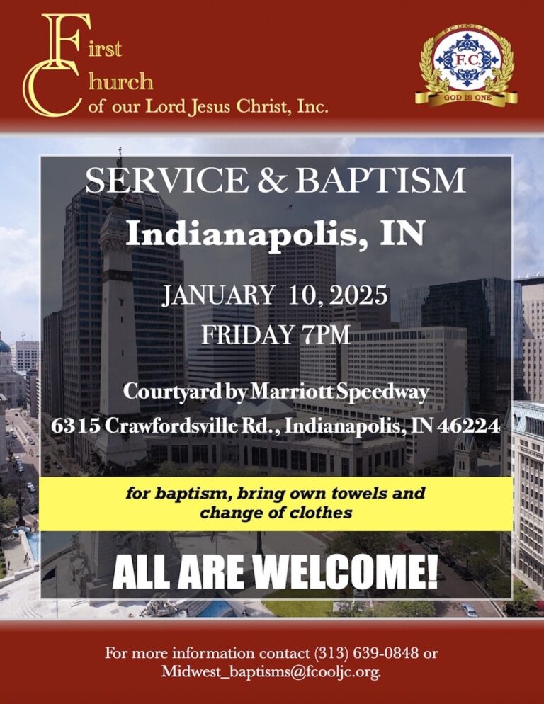 Read more about the article January 10, 2025 – Indianapolis, IN / Service & Baptism