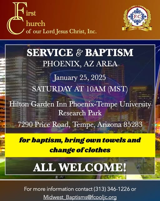 Read more about the article January 25, 2025 – Phoenix, AZ / Service & Baptism