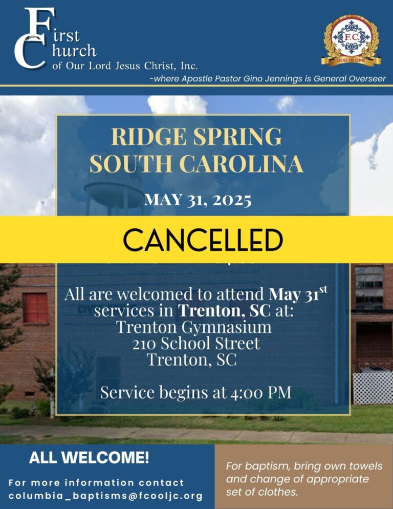 Read more about the article May 31, 2025 – CANCELLED – Ridge Spring, SC