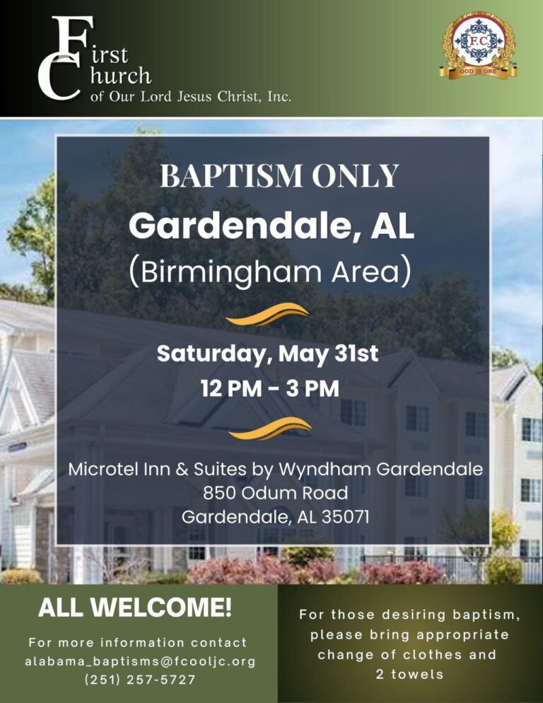 Read more about the article May 31, 2025 – Gardendale, AL (Birminham Area) / Baptism Only