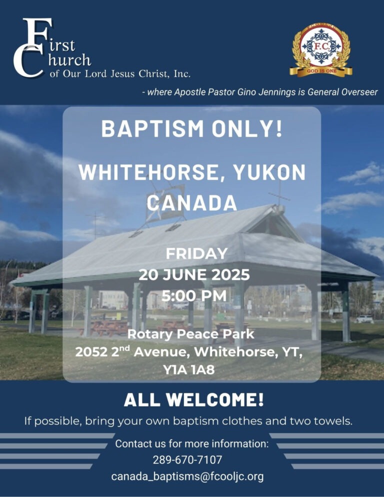 Read more about the article June 20, 2025 – Whitehorse, Yukon, Canada / Baptism Only!