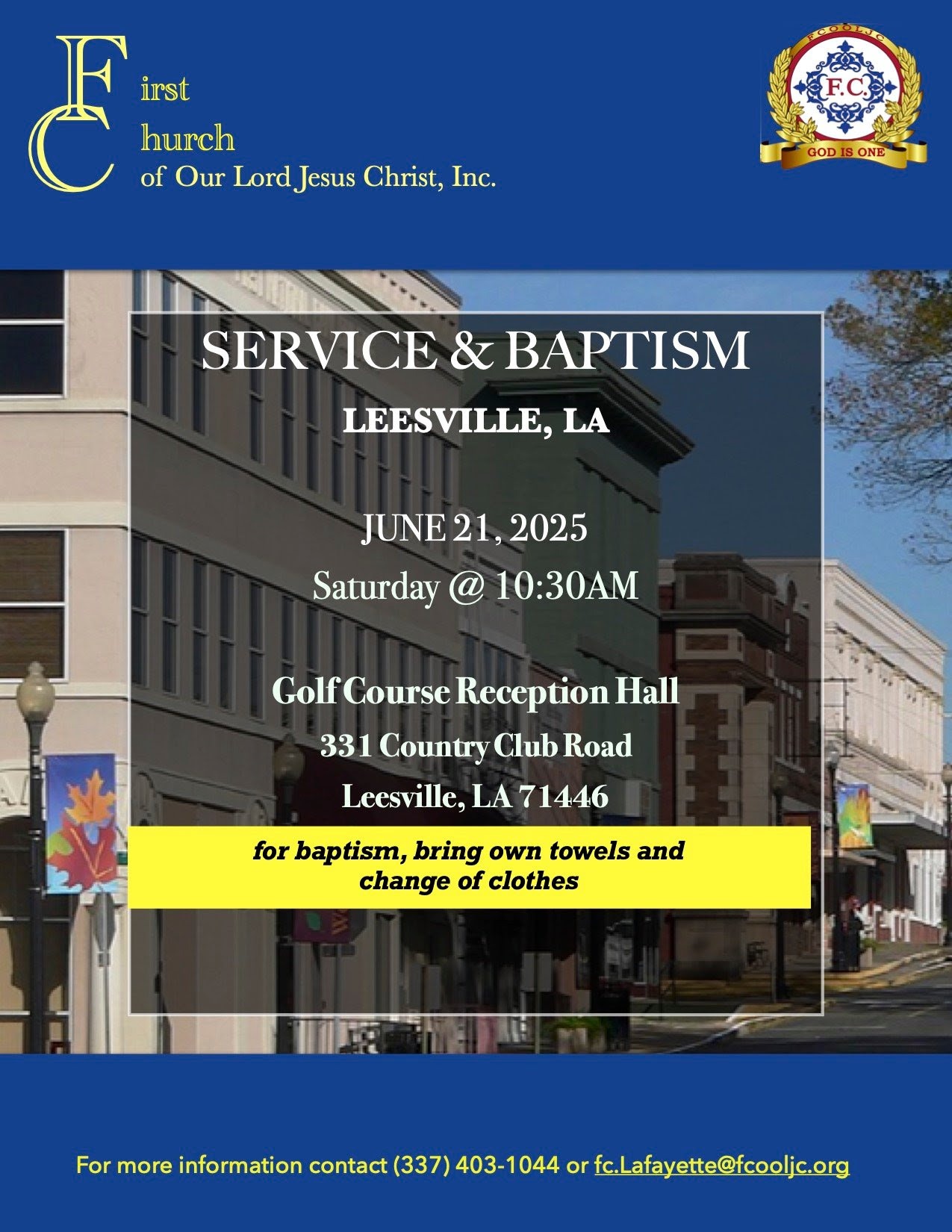 Read more about the article June 21, 2025 – Leesville, LA / Service & Baptism